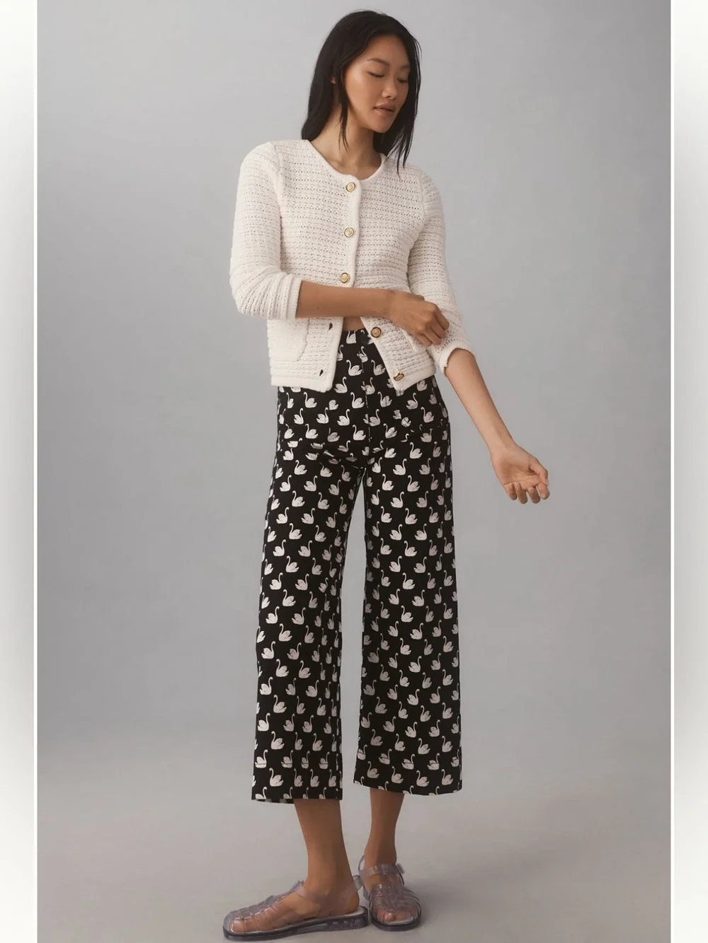 Anthropologie Maeve Colette High Rise Wide Leg Crop Pants in Magic Fabric - Picture 1 of 9